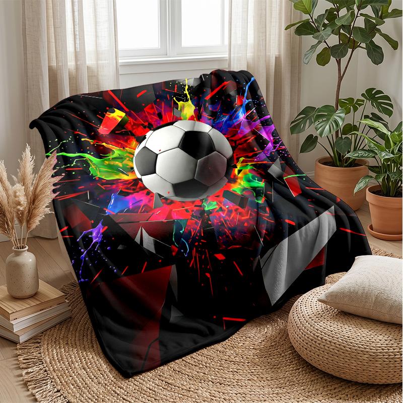 Soccer Ball Energy Burst Theme blanket Lightweight Warm Flannel Blanket Decorative Throw Blanket for Home Decoration