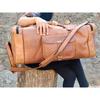 Очень большая мужская дорожная сумка коричневого цвета из натуральной кожи, дорожный спортивный чемодан выходного дня