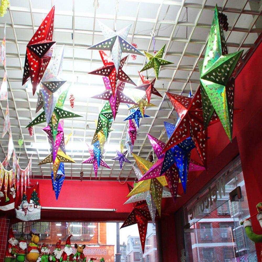 Fashion Home Festival Christmas Hanging Pentagram Star Xmas Ornament Tree Decoration Lamp Shade