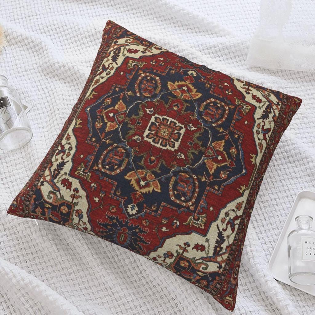 Vintage Persian Rug Pillow Cover Traditional Oriental Medallion Print Ethnic Bohemian Cushion Case For Sofa Bed Couch Rustic