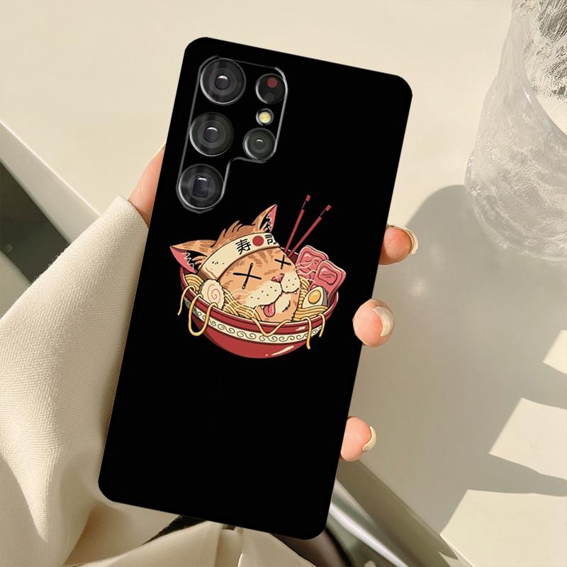 Чехол-крышка Ukiyo-e Самурай Кот Неко Рамен для Samsung Galaxy S23 Ultra S21 S22 S24 S25 Ultra S9 S10 Plus S25 FE S20 FE