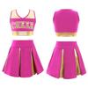Kids Girls Cheerleading Costume Cheerleader Uniform Sleeveless V Neckline Letter Print Crop Top with Elastic Waistband Skirt