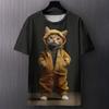 Fun Cat Pattern Printed T-shirt Summer Casual Loose Round Neck Short Sleeved Men's T-shirts