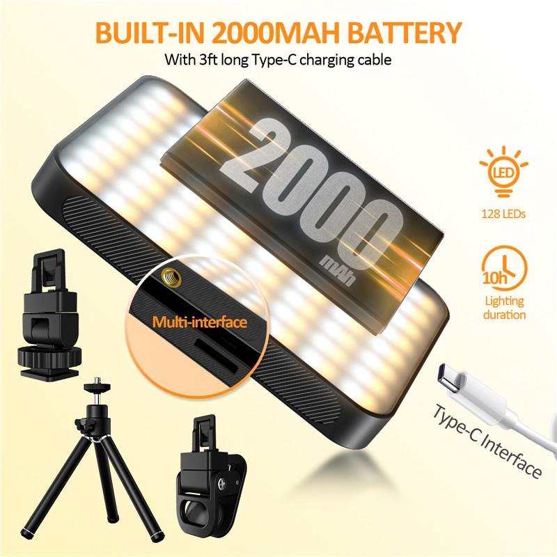 Светодиодный заполняющий свет Портативный мини-светильник для селфи для телефона iPad ноутбука Видеокамера Видеоблог Прямая трансляция Фотография Лампа Перезаряжаемый