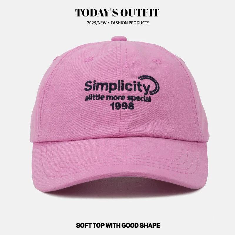 Бейсболка с вышивкой букв Новая корейская бейсболка Женская бейсболка с широкими полями для лица Буквы Защита от солнца Бейсболка