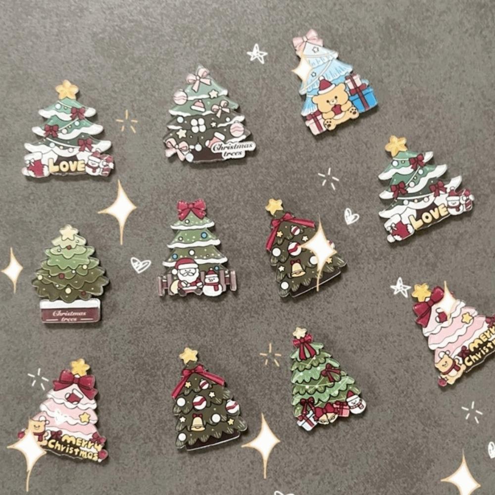 12Pcs/Set Christmas Tree Fridge Magnets Cartoon Magnetic Stickers Xmas Refrigerator Magnets Holiday