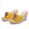 Босоножки с открытым носком, женская летняя обувь, модные туфли на платформе, элегантные женские босоножки на танкетке 10 см, желтые, черные, розовые, A4199