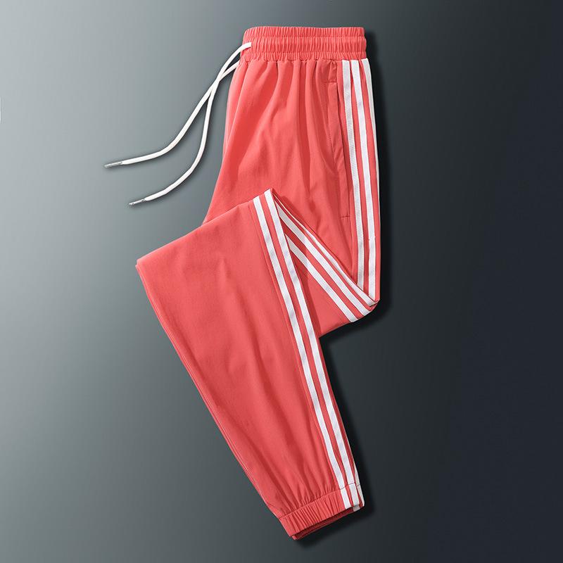 Мужские повседневные спортивные штаны, мужские базовые брюки, спортивный костюм, тонкие дышащие спортивные брюки с боковой полосой