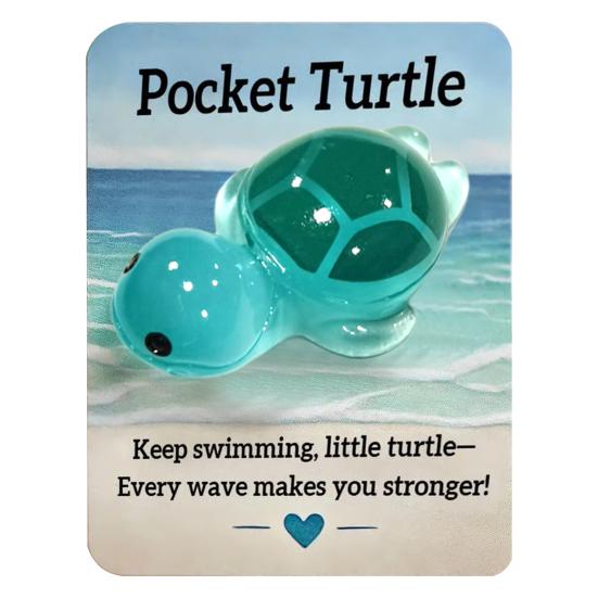 Pocket Hug Turtle Emotional Support Animal with Pocket Hug Card Positive Mini Penguin Elephant Gift for Friends Kids Coworkers