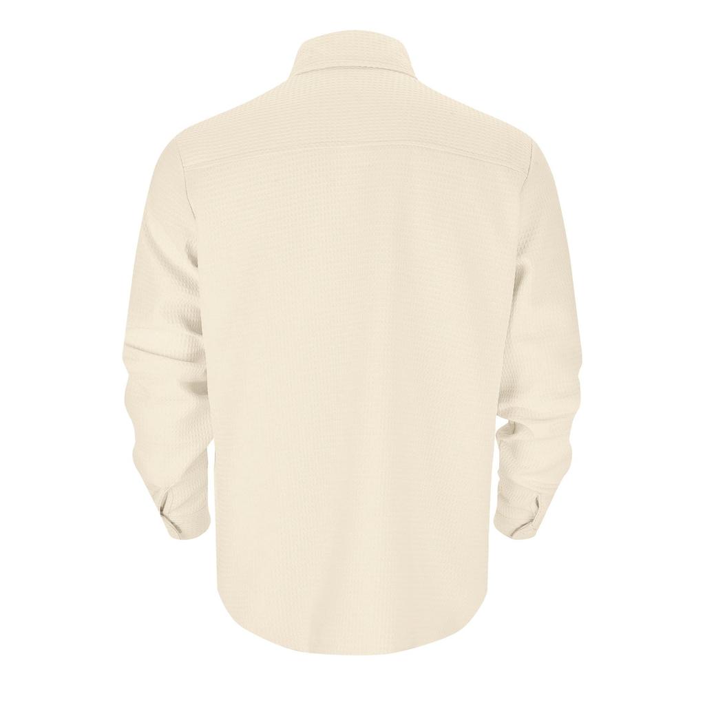 Men's Autumn Solid Color Long Sleeve Shirt Men's Casual Loose Button Long Sleeve Shirt