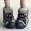 Fur Platform Women Ankle Boots Flats Warm Fashion Shoes Woman 2025 Trend Winter Designer New Brand Walking Cozy Punk Femme Botas