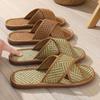 Cross Woven Bamboo Linen Indoor Home Thick Bottom Anti Slip Home Couple Floor Slippers