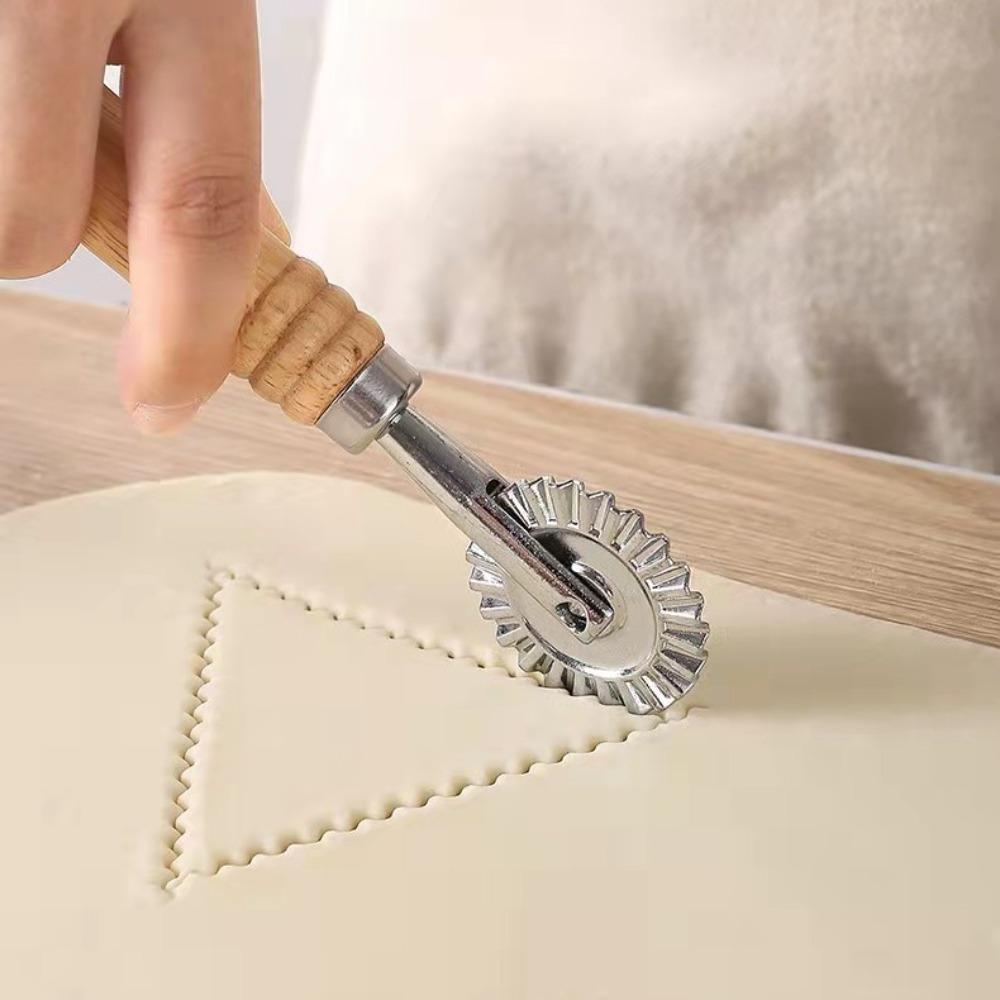 Dumpling Lace Pastry Press Mold with Wooden Handle Cookie Mold Quality Ravioli Maker Mold