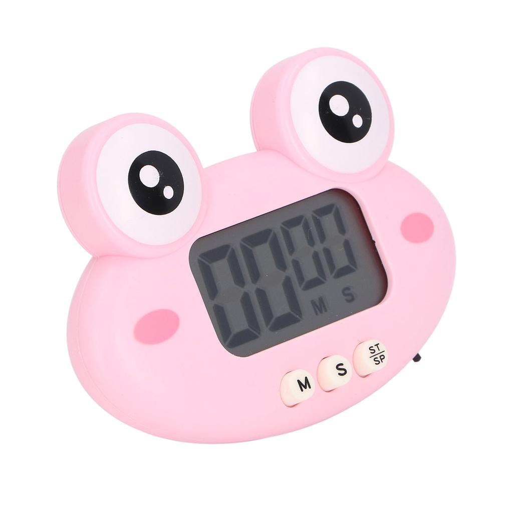 Cartoon Digital Timer ABS Portable Lightweight Simple To Use Cute Cartoon Timer for Kitchen Cooking Pink Frog