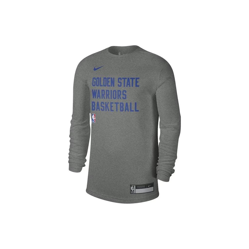 Nike Футболка с круглым вырезом и длинным рукавом Dri-FIT NBA Letter Print, сезон 23-24, мужская, Golden State Warriors, серая FD9949-063