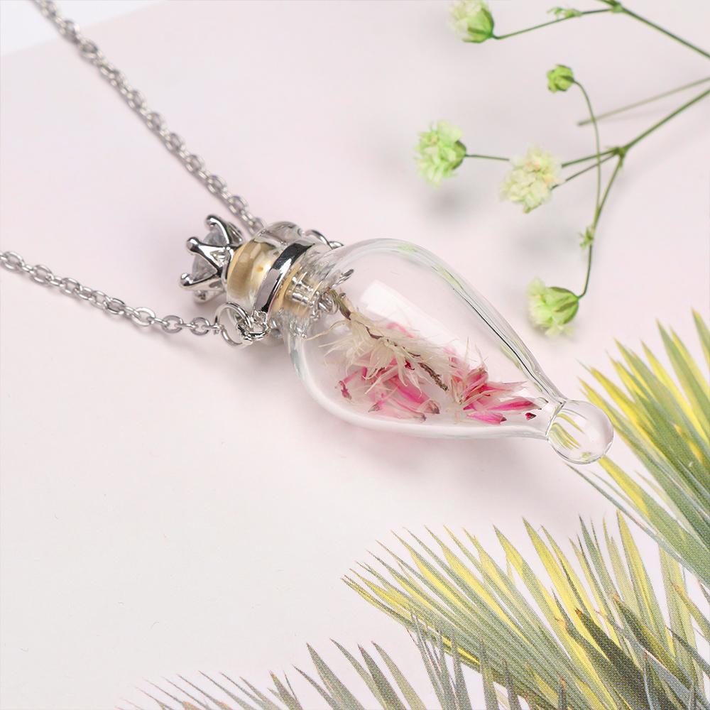 Drop Heart Steel Chain Glaze Vial Necklace Essential Oil Pendant Memorial Jewelry Perfume Jewellery