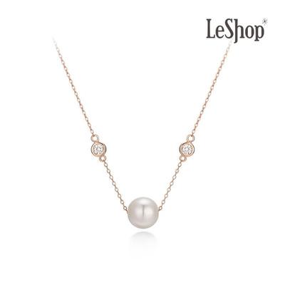 [LeShop] Простая золотая цепочка с жемчугом 14 карат (Позолоченный)_LJ0335BRN