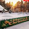 Merry Christmas Yard Sign Party Banner, Gingerbread Man Gingerbread Tree Candy Cane Letter Pattern, Polyester Outdoor Garden Fence Decoration
