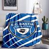 Sc Bastia Football Crest Blanket Flannel Throw for Sofa, Indoor, Camping, Living Room, Office, Chair, And Bed Soft Birthday Gift