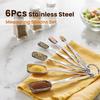 6pcs/set Food-grade Stainless Steel Measuring Spoon Anti-Scratch Sugar Coffee Powder Spice Scoop for Home Baking Daily Cooking