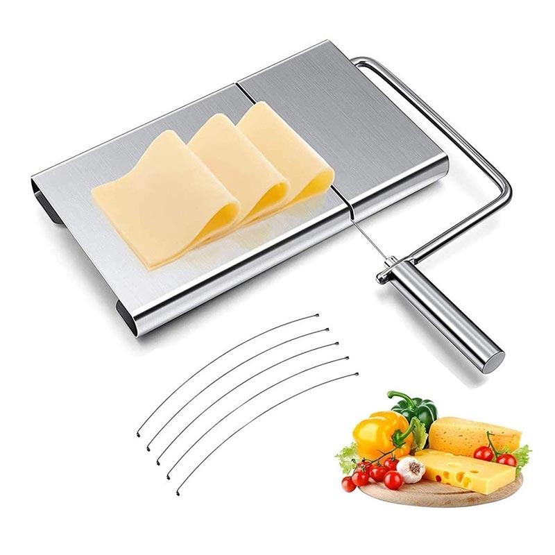 Stainless Steel Sausage Ham Cutter with 6pcs Wire Cutter Cheese Slicer Cutting Board Kitchen Gadgets for Easy Food Preparation 6