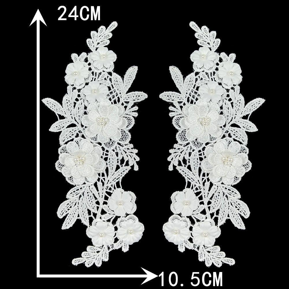 Black And White I Polyester Embroidery Hollow Pair Of Flower Beads Drilling Sewing Lace Diy Collar Decorative Clothing Accessories