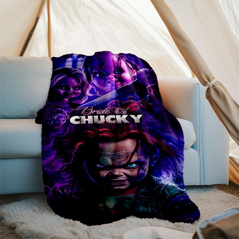 Chucky Horror Print Flannel Blanket, Soft Warm Lightweight Throw Blanket for living Room,Sofa Bed Camping office