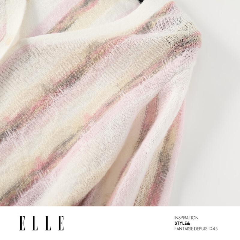 ELLE Кардиган из мохера с V-образным вырезом, градиентный, в стиле color-block
