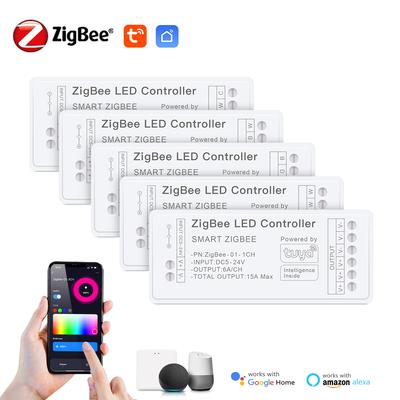 Zigbee 3.0 RGB CCT RGBW Контроллер светодиодной ленты с регулировкой яркости Голосовое управление Работает с Tuya Gateway SmartThings Bridge Alexa Google