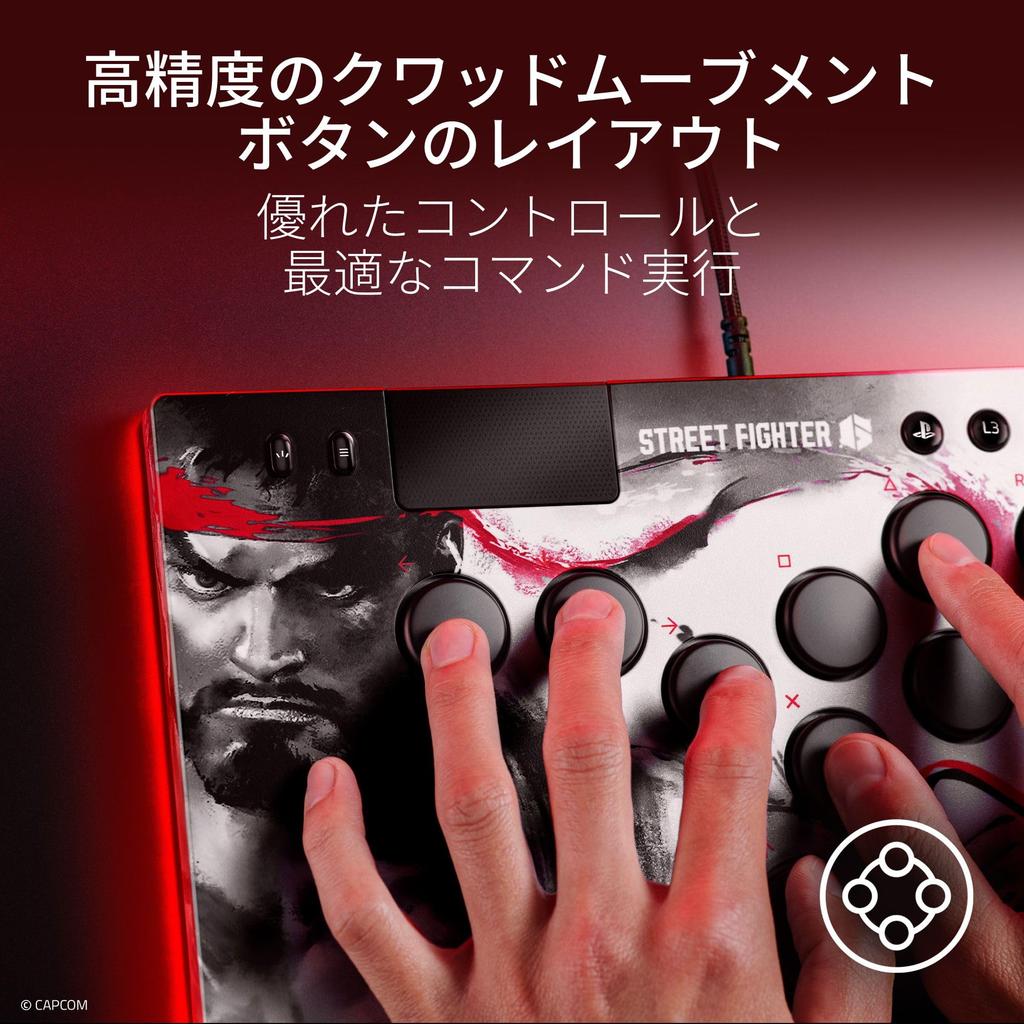 Razer Kitsune Ryu Edition Compatible Optical Arcade Controller Leverless Controller Razer Chroma RGB Street Fighter 6 Ryu Edition - PS5™/PC All-Button