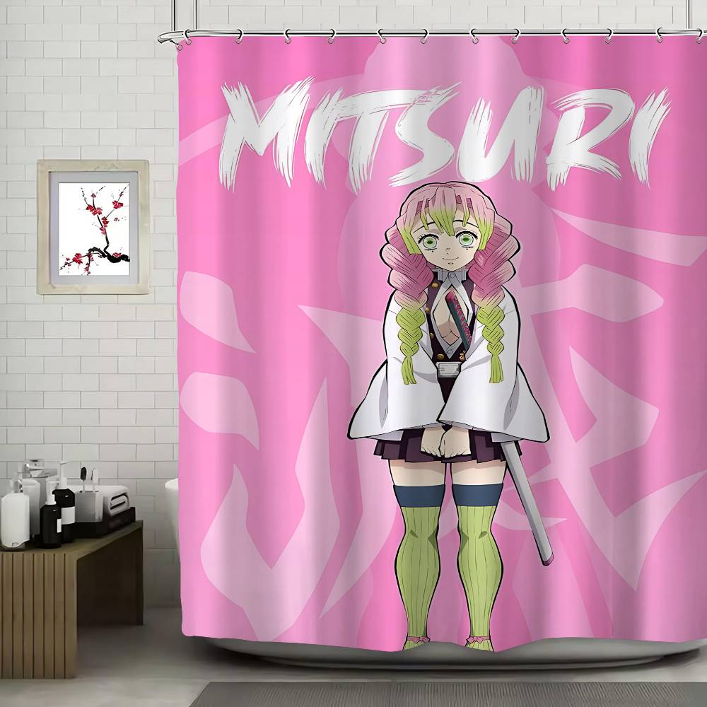 Mitsuri Kanroji Bathroom Shower Curtain Shielding Partition Shower Curtain Quick Dry Can Be Scrubable Light Opaque Bath
