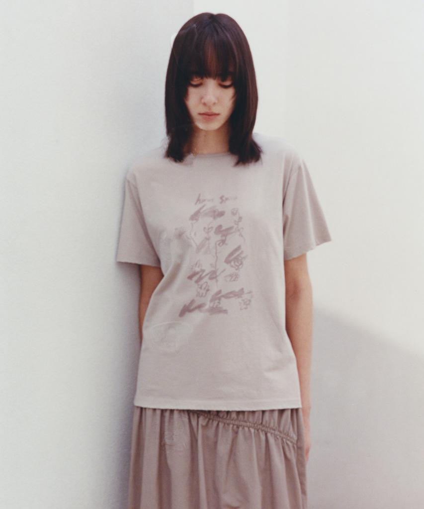 INSILENCE WOMEN Vintage Sketch T-Shirt Beige