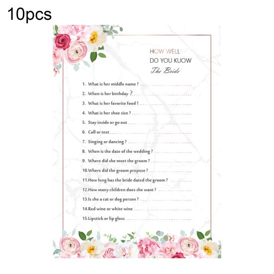 10 шт. свадебных игровых карт, напечатанных изысканным мастерством, цветочный дизайн, не выцветающий, надежный свадебный