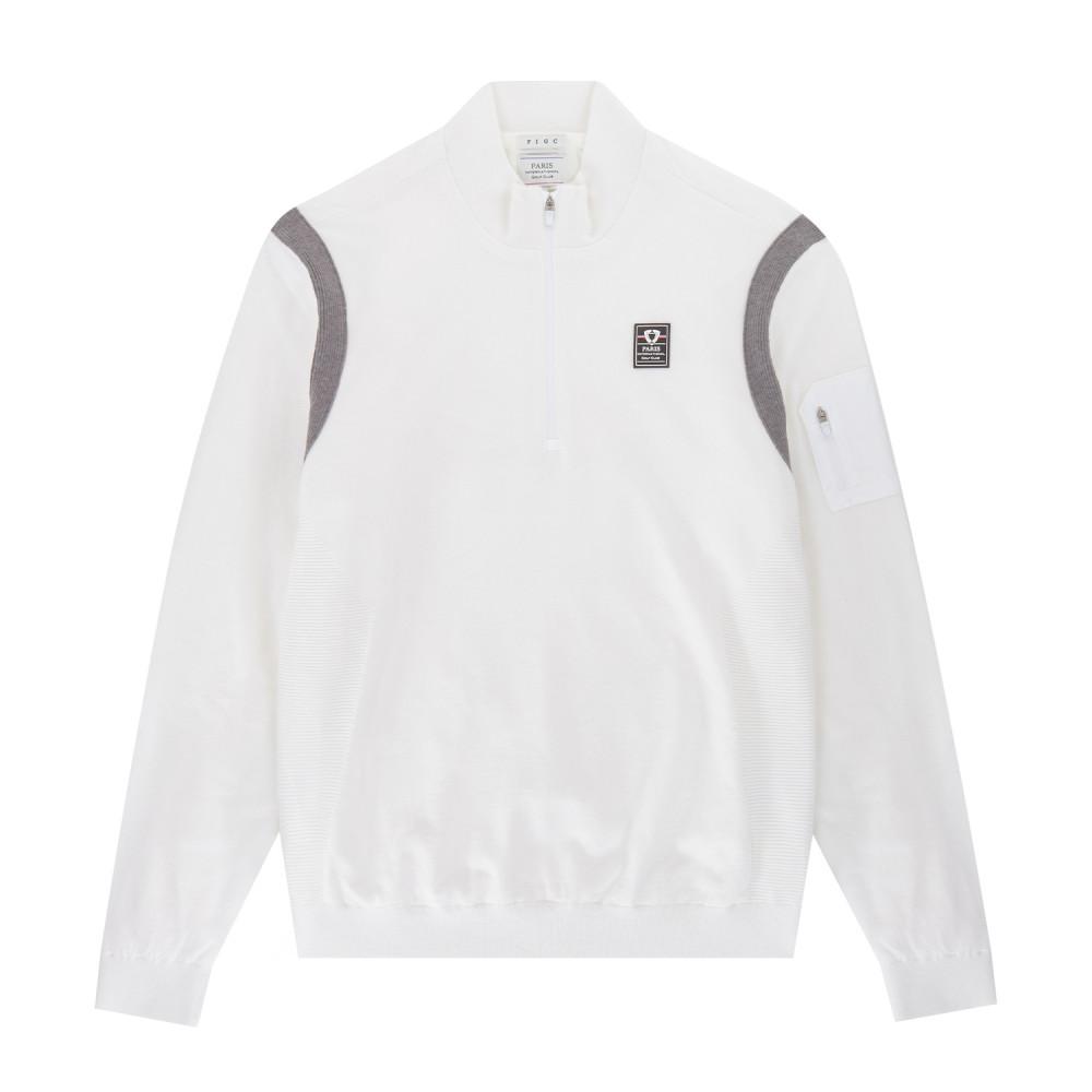PIGC Men'S Woven Quilted Knit Sweater White (Sfc240431)