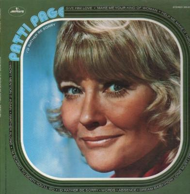Виниловая пластинка PATTI PAGE - I'd Rather Be Sorry SR61344 Mercury 1971 US Pop Б/у