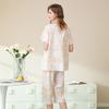 Fenteng [Floral Cotton Sensation] Summer V-neck Short Sleeve Hoodie Pants Home Clothes Pajamas Women's Set