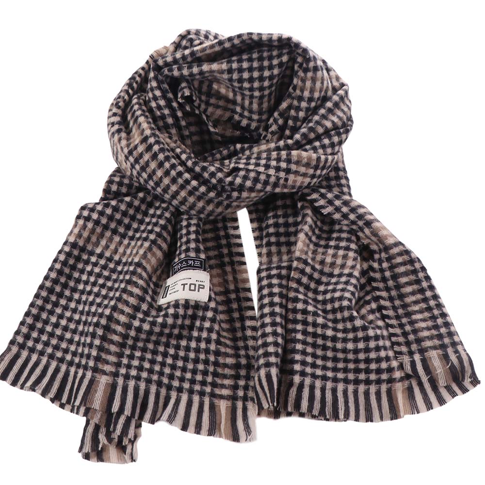 Thicken Men's Plaid Scarf Korean Checkered Scarf High Quality Winter Plaid Scarf  Males