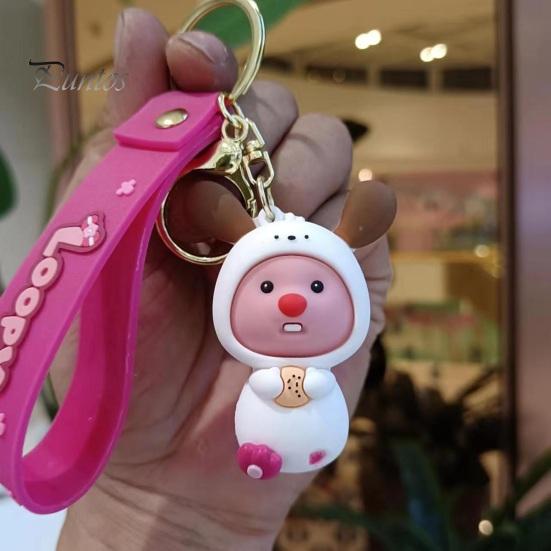 Брелок для ключей, милый мультяшный персонаж, бобр, полированный обруч из нержавеющей стали, зажим для омара, красочный брелок для ключей, органайзер для ключей, ремешок на запястье, школьная сумка, кулон, брелок