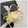 Korean ins trendy fashion pleated bucket bag 2025 summer new simple shoulder bag slack gentle women's bag