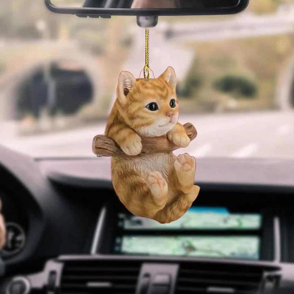 Car Pendant for Rearview Mirror Cute Cat Shape Acrylic Car Rearview Mirror Decoration -