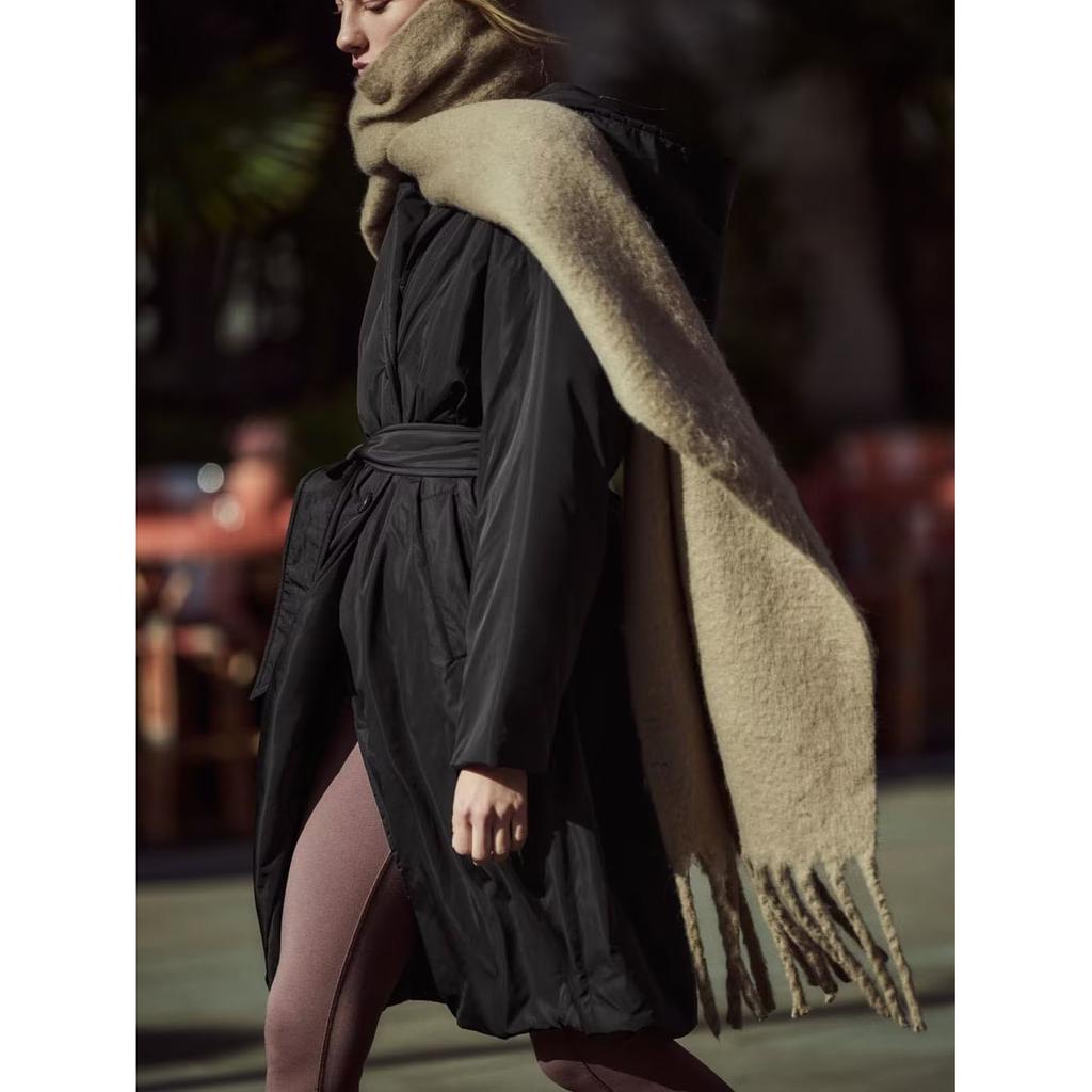 Autumn Winter Product Women's Fashion Casual Windbreaker Style Belt Hooded Cotton Coat