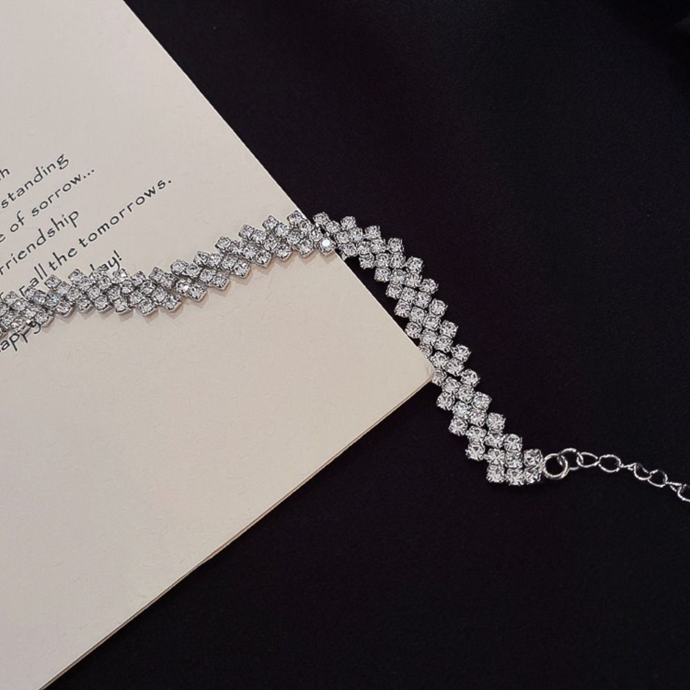 Полный горный хрусталь блестящее ожерелье Роскошная хрустальная цепочка Ювелирный блестящий воротник для выпускного вечера для новобрачных