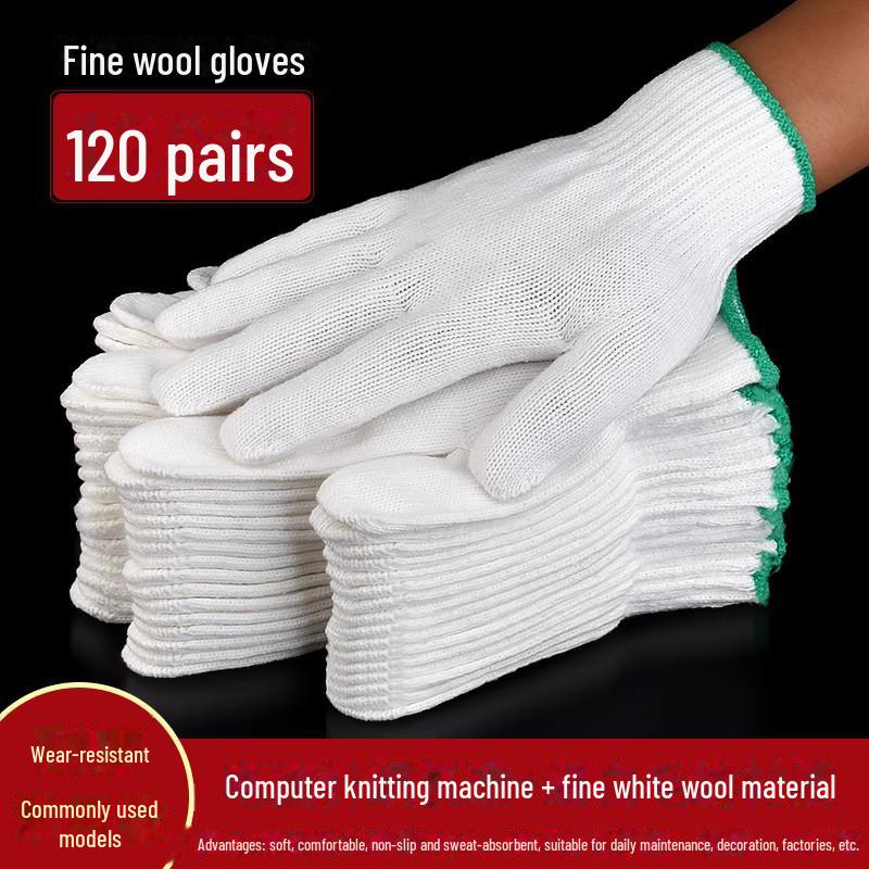 Worksite Durable Cotton Nylon Gloves - Non-Slip, Breathable and Wear-Resistant for Construction Workers