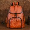 Retro Genuine Leather Women Backpack Travel Bag Leisure Large Capacity Cowhide Solid Color Backbag