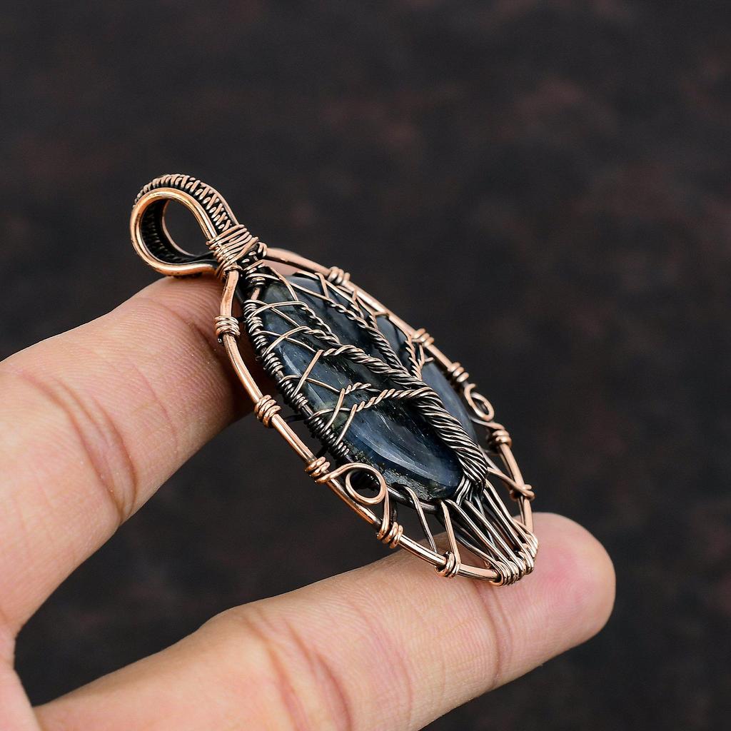 Tree Of Life Kyanite Pendant Copper Wire Wrapped Pendant Real Gemstone Pendant Kyanite Jewelry Handmade Pendant Copper Jewelry Gift For Mom