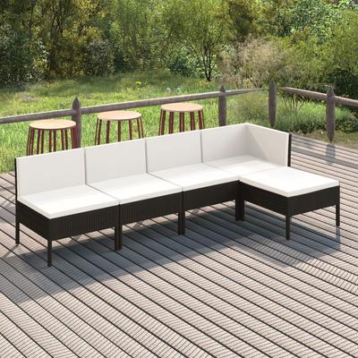Vidaxl 5-Cz. Садовый комплект для отдыха, подушки, черный ротанг ПЭ