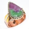 Ruby In Zoisite Lab-Created 925 Sterling Silver Jewelry Two Tone Ring S.9.5 Y2o24