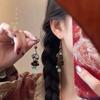 Ретро серьги-кисточки из стеклянных бусин с эффектом капающего масла в национальном стиле