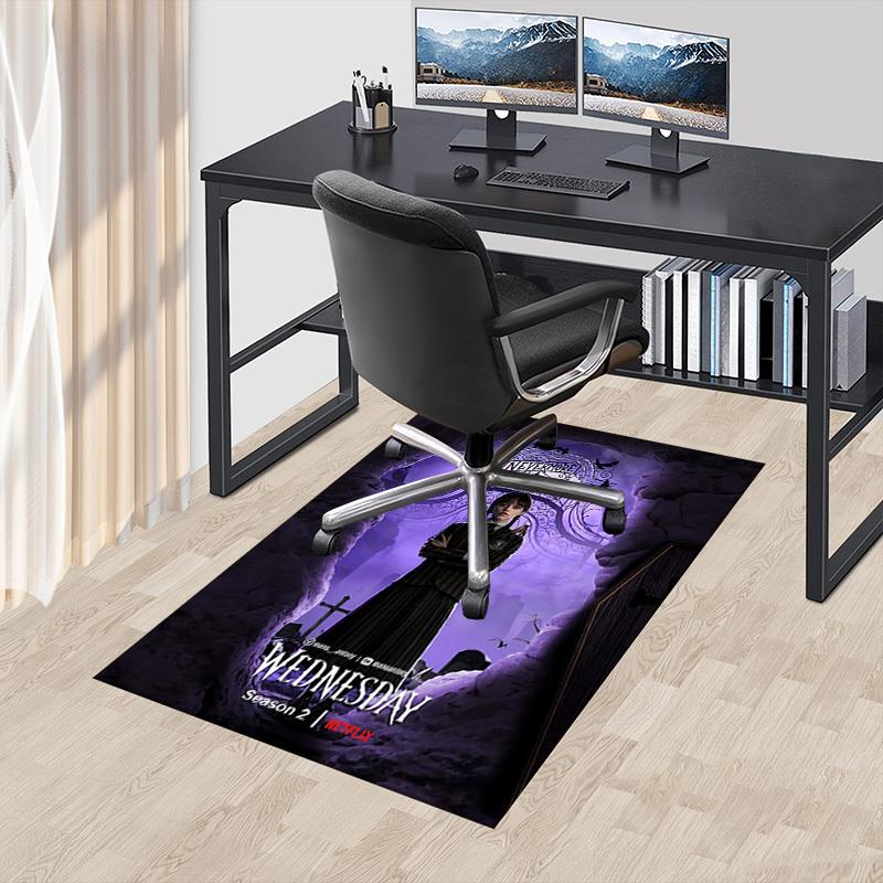 1 шт. Академия Невермор Уэнсдей Домашний Офис, Прочный Полиэстеровый Коврик для Пола с Легким Уходом, Офисный Декор, Городской Стиль, Нескользящая Основа, Высококачественная Ткань