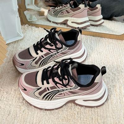 Модная женская обувь 2025 Новые кроссовки Женские Платформа Плоская обувь Серый Розовый Повседневные кроссовки Женские Массивные кроссовки Женские Zapatillas Mujern